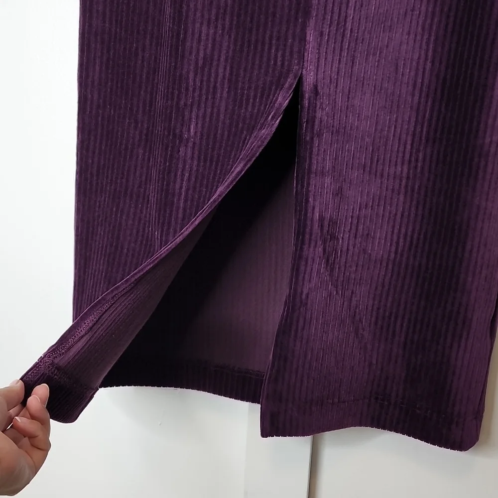 NWT Free People Roxy Purple Ribbed Pencil Midi Skirt Large - Picture 7 of 10